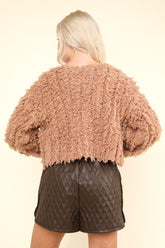 Shaggy Yarn Knit Zip Up Jacket Very J